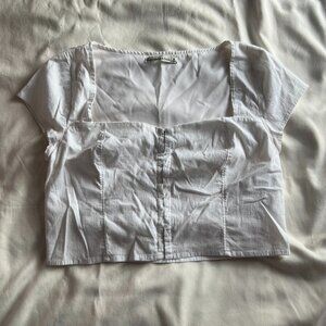 Abercrombie White Hook and eye cropped corset top size M